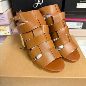 Kelsi Dagger Brooklyn Tan/Cinnamon Leather Sandals Sz 7